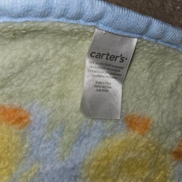 Carter's Dragonfly Duck Baby Blanket 30x45 Blue Yellow Green Acrylic Blend - Picture 9 of 9